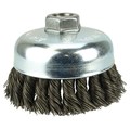 Weiler Wolverine 4" Knot Wire Cup Brush .025" Steel Fill 5/8"-11 UNC Nut 36244